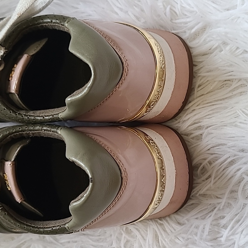 Michael Kors Olive Green W/ Pink and White Accent leather Sneakers Bubbl…​ - Picture 8 of 8